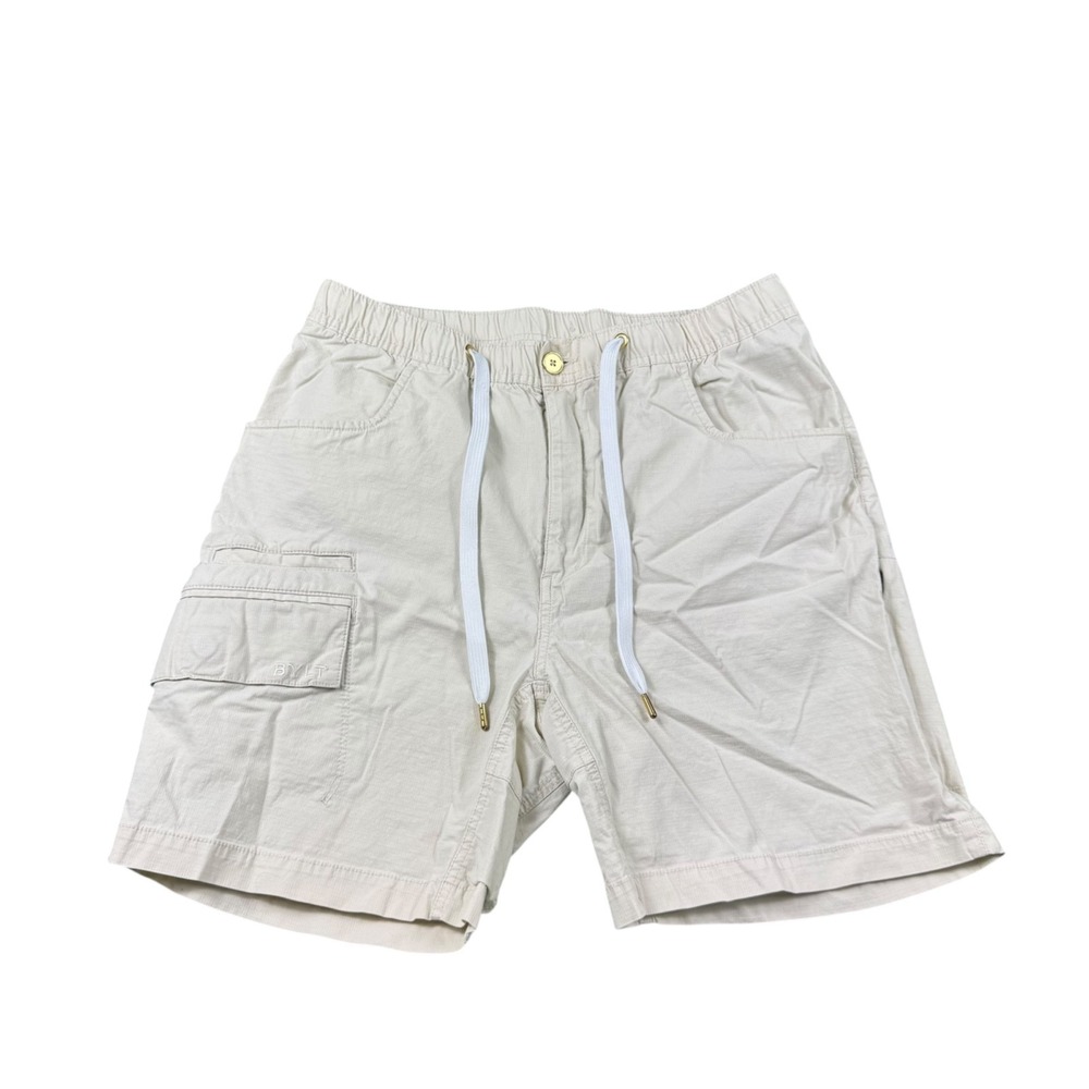 BYLT Ripstop Mens Tan Cargo Shorts Size Medium Drawstring Elastic Waist
